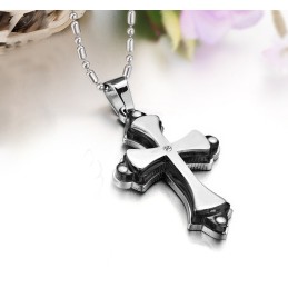 Quality And Quantity Assured Cross Titanium Necklace With Rhinestone