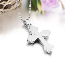 Quality And Quantity Assured Cross Titanium Necklace With Rhinestone