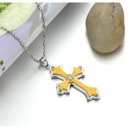 Complete In Specifications Female Cross Titanium Necklace With Rhinestone