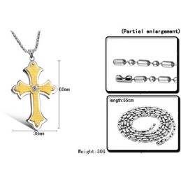 Complete In Specifications Female Cross Titanium Necklace With Rhinestone