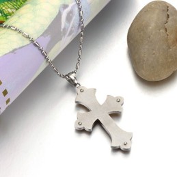 Complete In Specifications Female Cross Titanium Necklace With Rhinestone