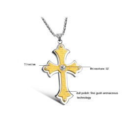 Complete In Specifications Female Cross Titanium Necklace With Rhinestone