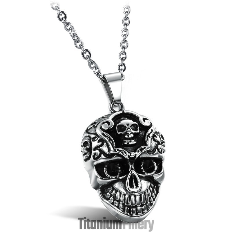 Superior Quality Male Skull Titanium Necklace