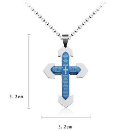 Bible Cross Titanium Pendant And Necklace
