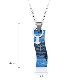 Blue Style Bible Cross Titanium Pendant And Necklace Symbols For Man