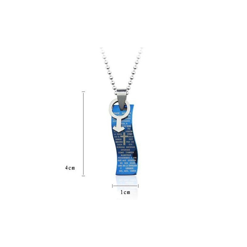 Blue Style Bible Cross Titanium Pendant And Necklace Symbols For Man Blue Style Bible Cross Titanium Pendant And Necklace Symbols For Man