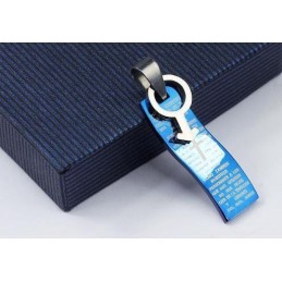 Blue Style Bible Cross Titanium Pendant And Necklace Symbols For Man