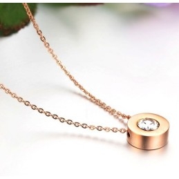 Stable Quality Female Titanium Necklace With Rhinestone
