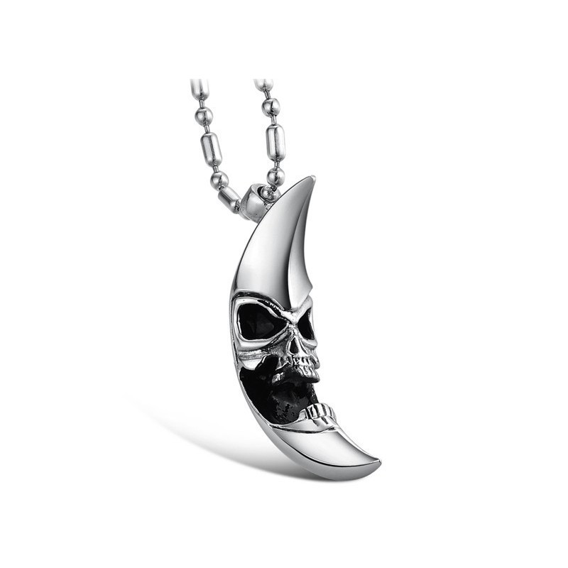 High Quality Male Moon Shape Titanium Necklace