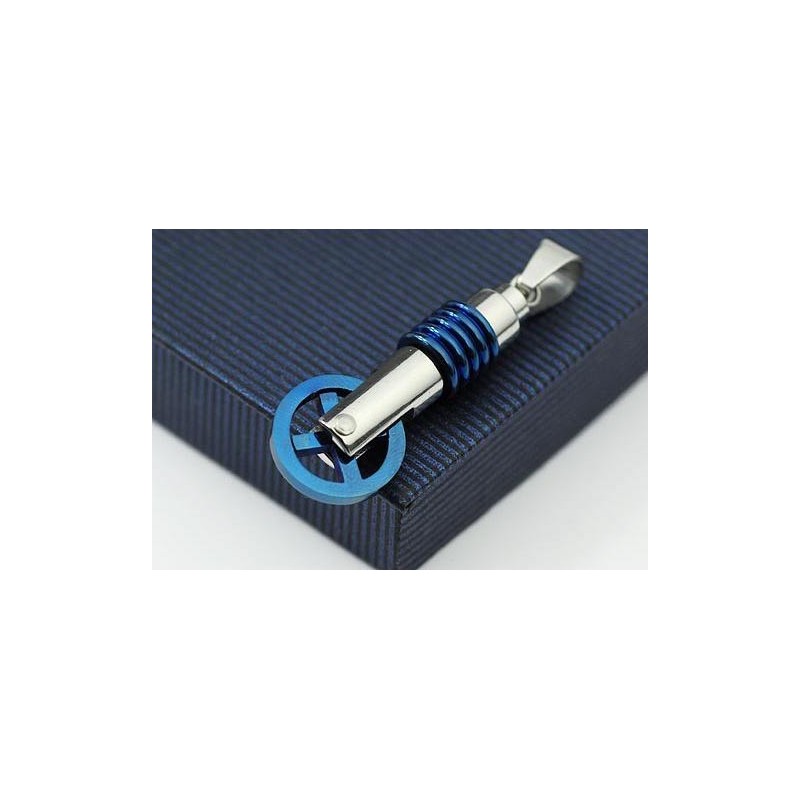 Blue And Silver Unicycle Titanium Pendant And Necklace Blue And Silver Unicycle Titanium Pendant And Necklace