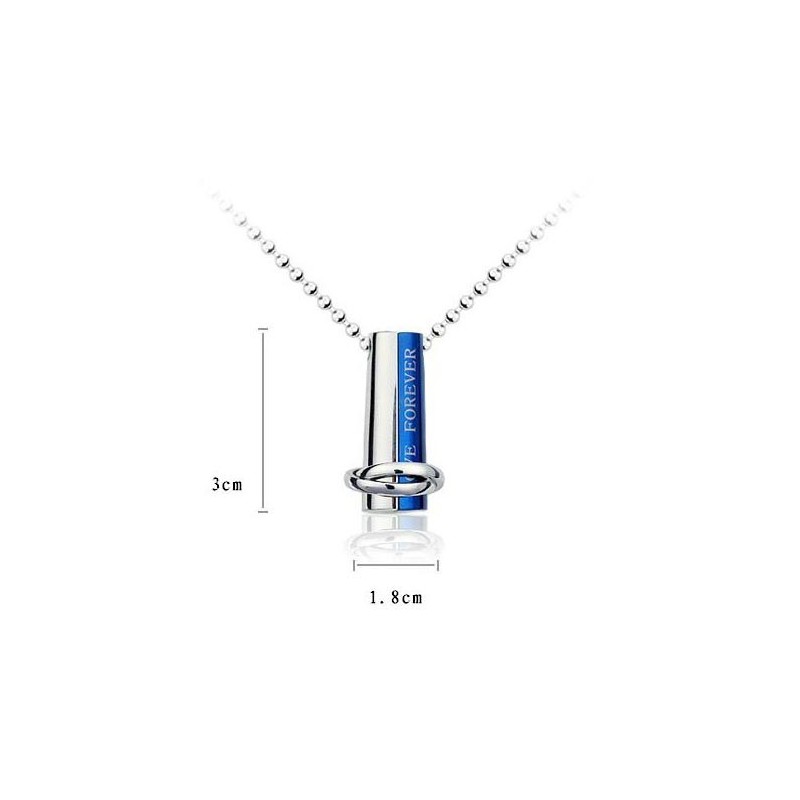 Love Forever Blue And Silver Two Part Titanium Pendant Necklace Love Forever Blue And Silver Two Part Titanium Pendant Necklace