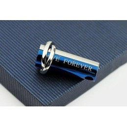 Love Forever Blue And Silver Two Part Titanium Pendant Necklace
