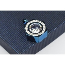 Hexagram Blue Pure Titanium And Diamond Pendant Necklace