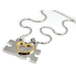 1 Pair Blue Color Heart Titanium Steel Necklace Pendant