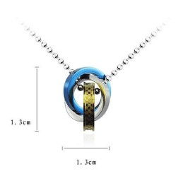 Fashion Three Color Rings Pendant And Titanium Necklace