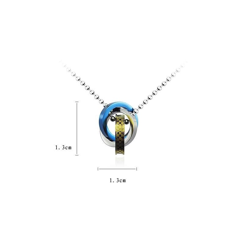 Fashion Three Color Rings Pendant And Titanium Necklace