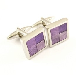 Titanium And Purple Square Funky Cufflinks
