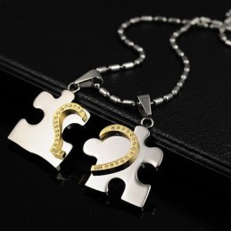1 Pair Blue Color Heart Titanium Steel Necklace Pendant