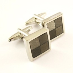 Titanium And Brown Square Funky Cufflinks