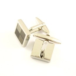 Titanium And Brown Square Funky Cufflinks