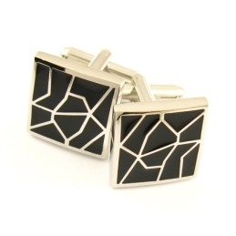 Titanium And Black Ip Plated Square Cufflinks