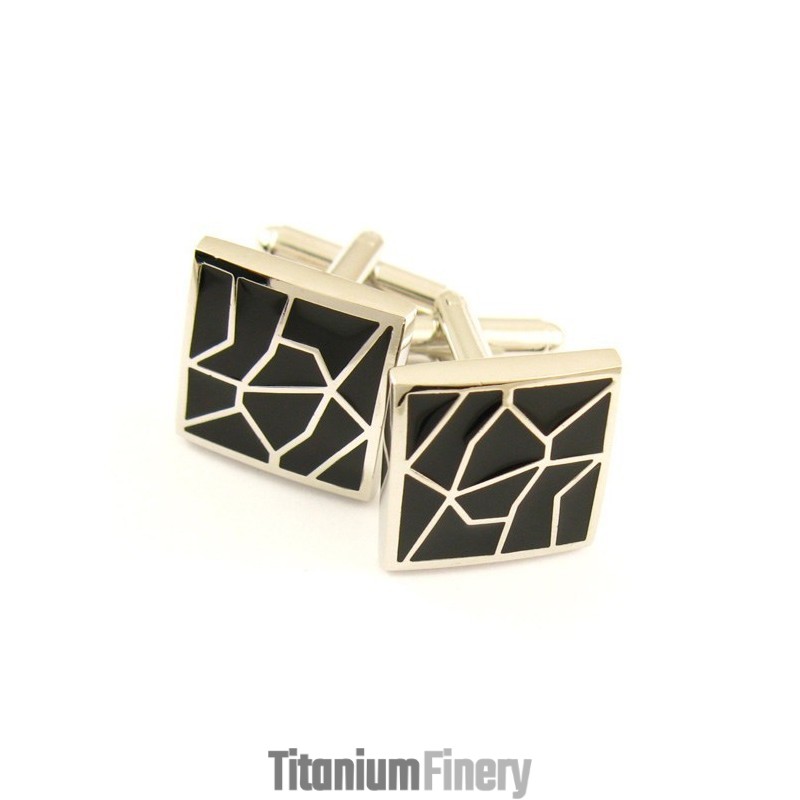 Titanium And Black Ip Plated Square Cufflinks Titanium And Black Ip Plated Square Cufflinks