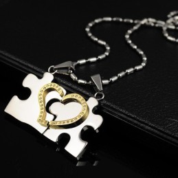 1 Pair Blue Color Heart Titanium Steel Necklace Pendant