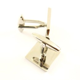 Titanium And Black Ip Plated Leaf Square Cufflinks
