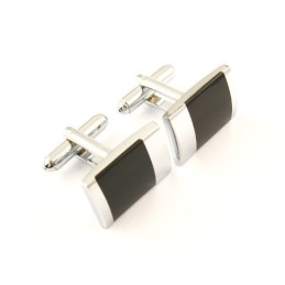 Titanium And Black Enamel Oblong Cufflinks