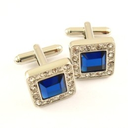 Titanium Square Cufflinks With Diamonds
