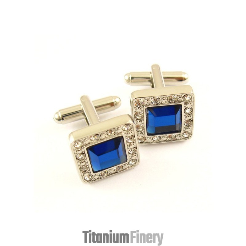 Titanium Square Cufflinks With Diamonds Titanium Square Cufflinks With Diamonds