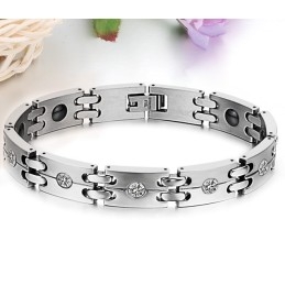 Stable Quality Health Titanium Bracelet For Lovers With Rhinestone