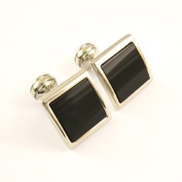 Titanium Square Cufflinks With Black Agate