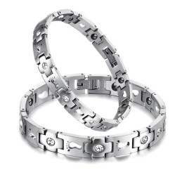 The Queen Of Quality Titanium Bracelet For Lovers With Rhinestone