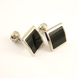 Titanium Square Cufflinks With Black Agate