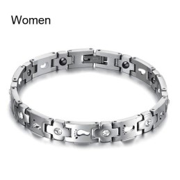 The Queen Of Quality Titanium Bracelet For Lovers With Rhinestone