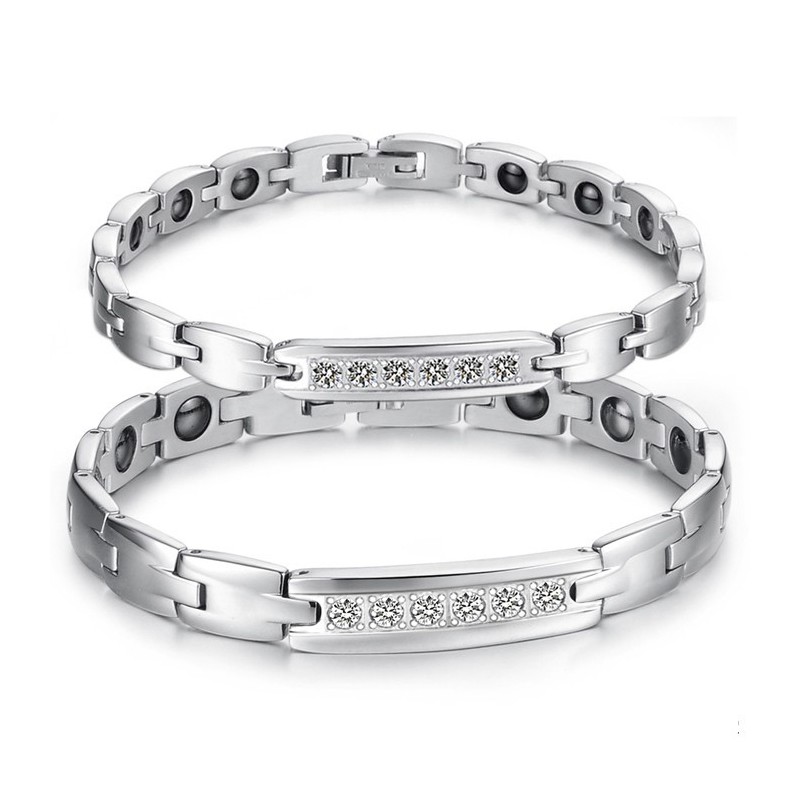 Reliable Quality Health Titanium Lodestone Bracelet For Lovers With Rhinestone Reliable Quality Health Titanium Lodestone Bracelet For Lovers With Rhinestone