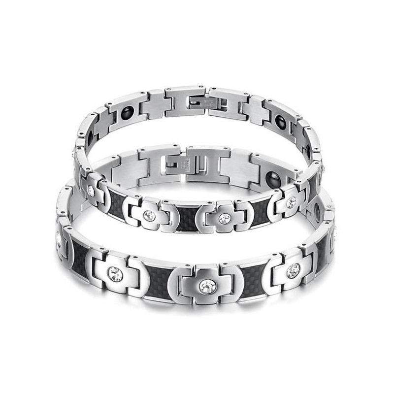 Superior Quality Health Titanium Bracelet For Lovers With Rhinestone Superior Quality Health Titanium Bracelet For Lovers With Rhinestone