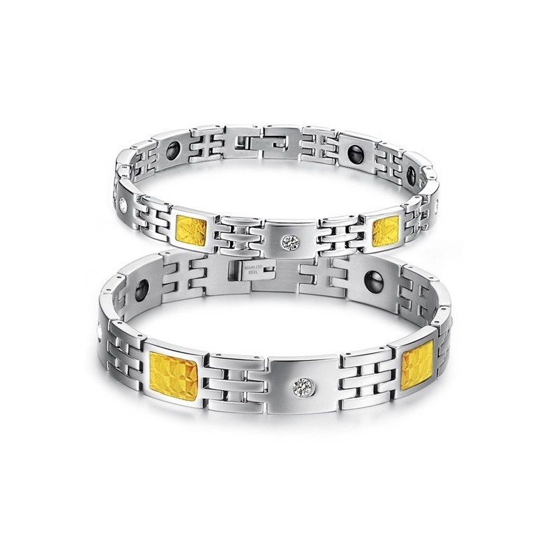 Superior Quality Health Titanium Lodestone Bracelet For Lovers With Rhinestone Superior Quality Health Titanium Lodestone Bracelet For Lovers With Rhinestone
