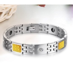 Superior Quality Health Titanium Lodestone Bracelet For Lovers With Rhinestone