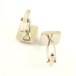 Titanium Square Cufflinks With Diamonds And Mauve Square Zirconia
