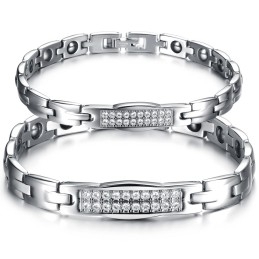 The Queen Of Quality Health Titanium Lodestone Bracelet For Lovers With Diamond