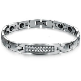 The Queen Of Quality Health Titanium Lodestone Bracelet For Lovers With Diamond