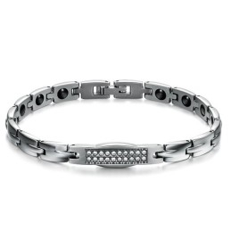 The Queen Of Quality Health Titanium Lodestone Bracelet For Lovers With Diamond