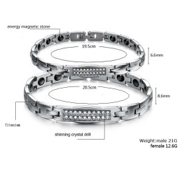 The Queen Of Quality Health Titanium Lodestone Bracelet For Lovers With Diamond