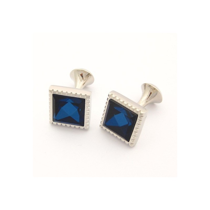 Titanium Square Cufflinks With Blue Zirconia Titanium Square Cufflinks With Blue Zirconia
