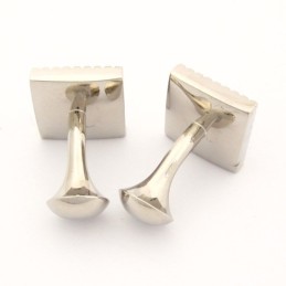 Titanium Square Cufflinks With Blue Zirconia