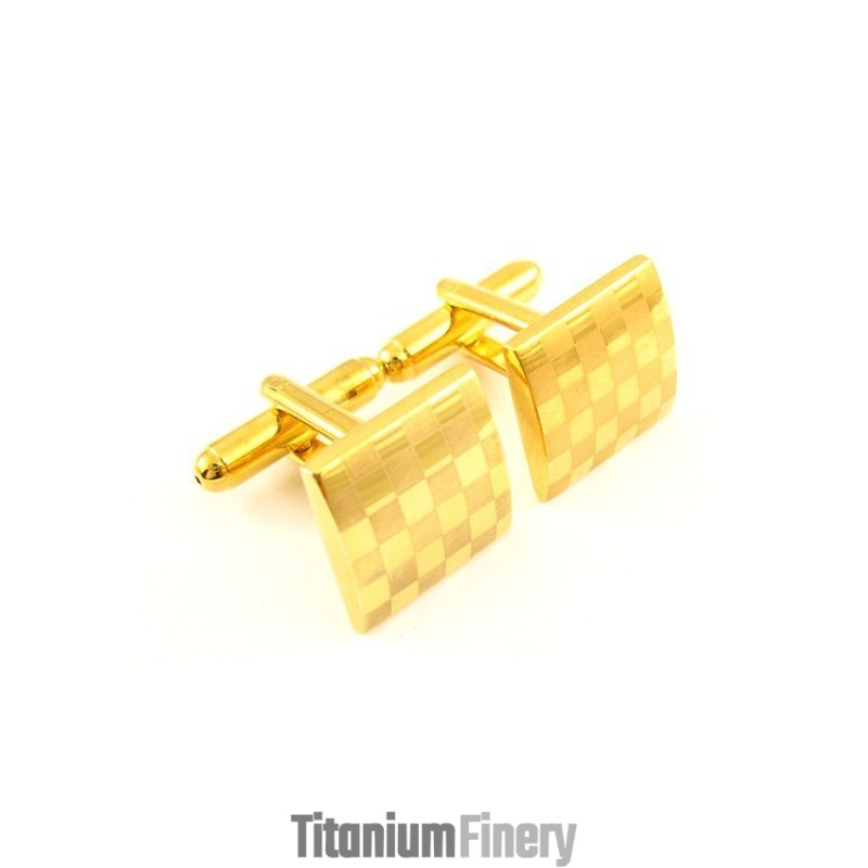 Titanium With Golden Plating Square Cufflinks Titanium With Golden Plating Square Cufflinks
