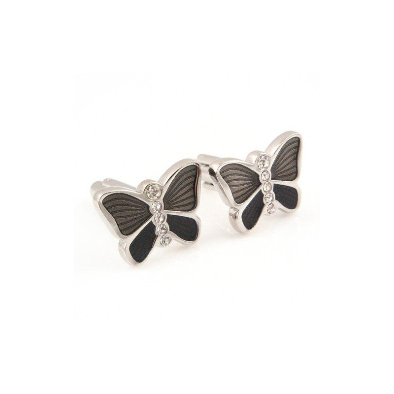 Butterfly Titanium Cufflinks With Diamonds Butterfly Titanium Cufflinks With Diamonds
