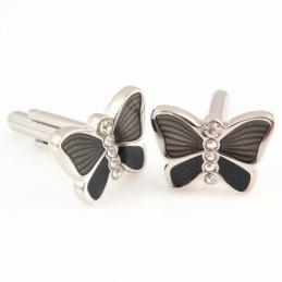 Butterfly Titanium Cufflinks With Diamonds